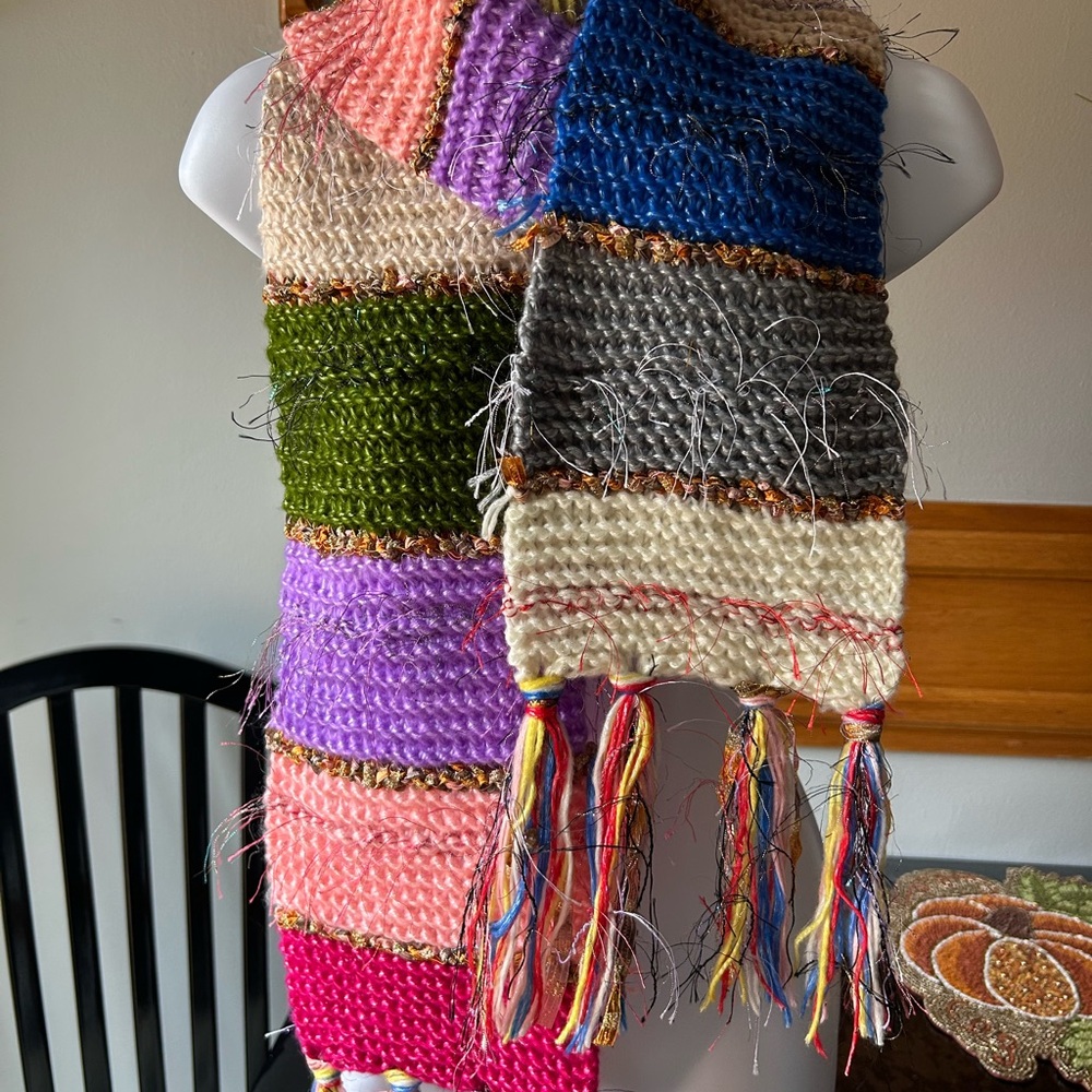 Vibrant Multicolor Patchwork Scarf